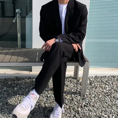 بنطلونات كاجوال: نسخة كورية فضفاضة للرجال من موضة السراويل الشاملة الأطوار الواسعة
