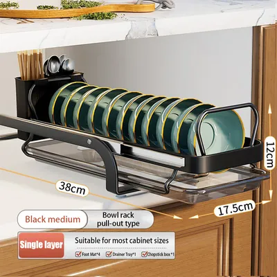 Kitchen Pull-Out Bowl And Dish Rack Cabinet Storage Rack Household Tableware Bowl And Dish Partition Multi-Layer Drawer Storage