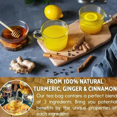 120 Bags Turmeric Ginger Cinnamon Tea Bags, Anti-Inflammatory Herbal Tea, Caffeine Sugar Gluten Free Vegan Wellness Drink