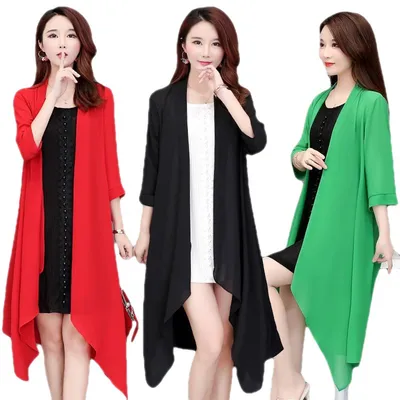 Summer Chiffon Shirt Mid-length Ultra-thin Coat