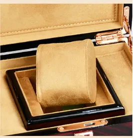 High End Brown Wood Watch Box Single Slot Jewelry Storage Holder Square