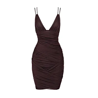 Mesh Pleated Slim Dress For Women