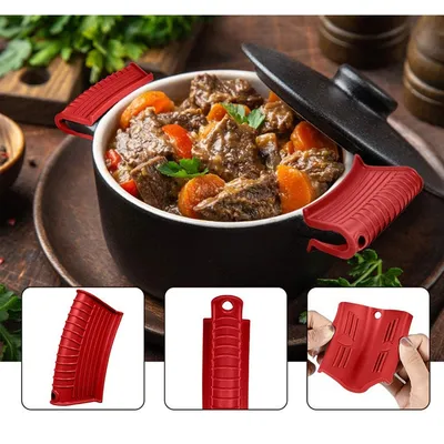 1 Set Of 3pcs,Silicone Hot Handle Holder, Heat Resistant Potholder Cookware Handle Cast Iron Skillets Handles Grip Covers For Cast Iron Skillet