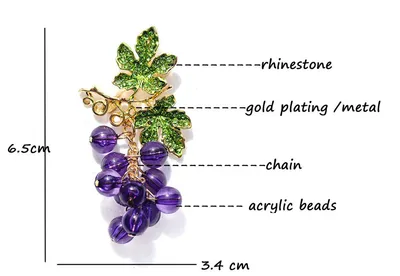 Fruit Brooch Grape String Rhinestones Plant Corsage Banquet Dress