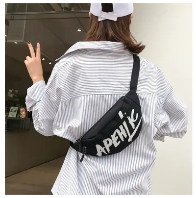 Nylon printed letters small satchel