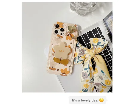 Autumn Leaves And Flowers With Bow Silk Scarf Phone Cases