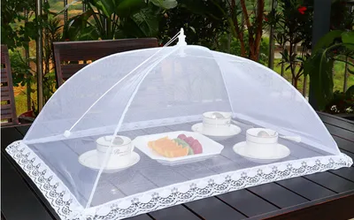 White Large Rectangular Dish Cover With Removable And Washable Mesh