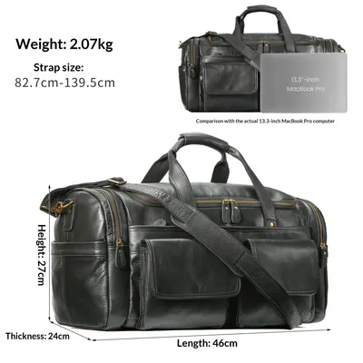 New Men's Genuine Leather Travel Bag, First-Layer Cowhide, Large Capacity Men's Handbag, Casual Travel And Business Trip Luggage Bag