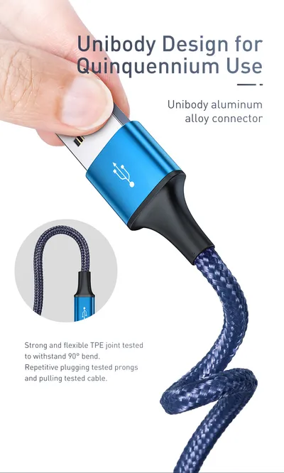 Rapid Series 3 In 1 Cable  For IP Plus Micro Plus Type C Dark Blue
