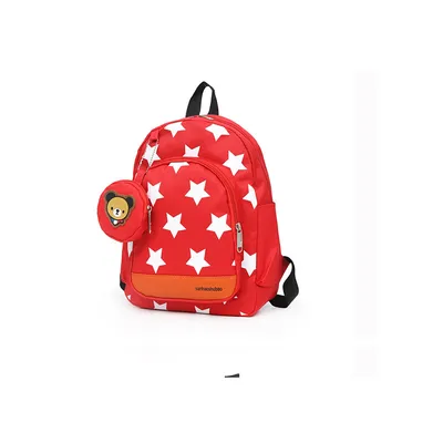 Teens Soccer Fan Backpack,Star Print With Cute Bear Coin Purse, Lightweight Stadium Bag For World Cup, Sports Events & School