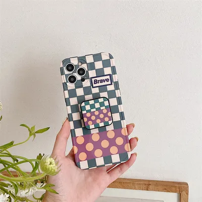Creative Lattice Mirror Stand Phone Case