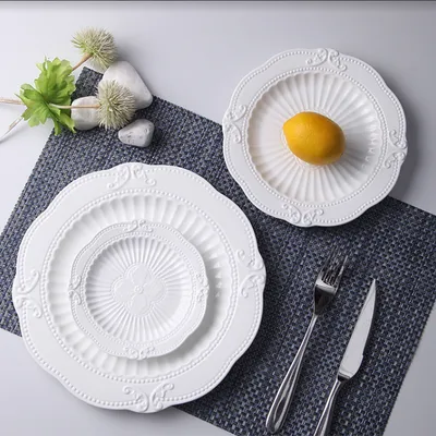 Household European Pure White Dessert Plate Water Fruit Plate
