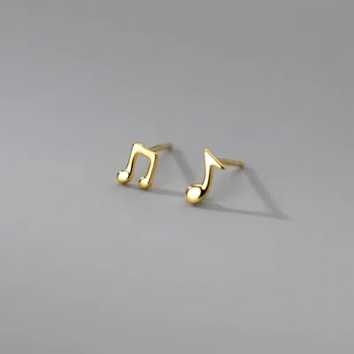 Silver Girl Korean Style Musical Note Earrings