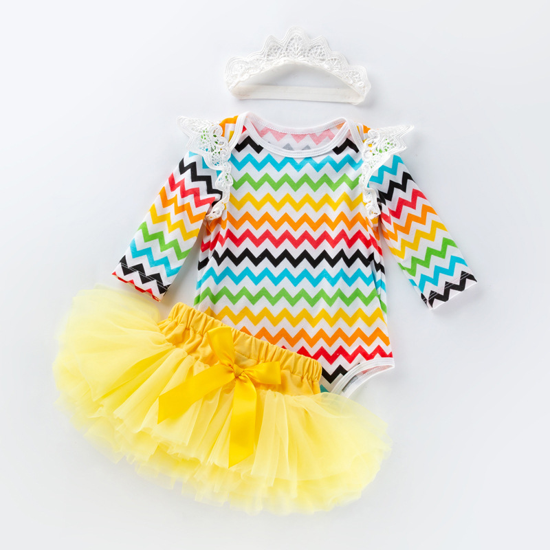 New baby long-sleeved wave pattern wings