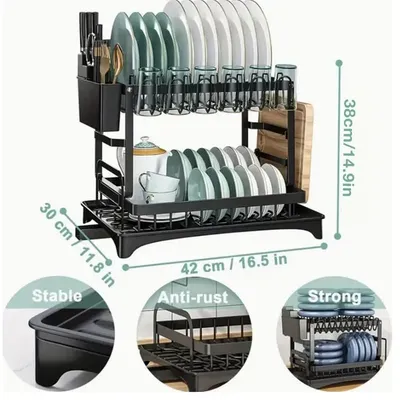Kitchen Dish Drying Rack Large Capacity With Drain Board
