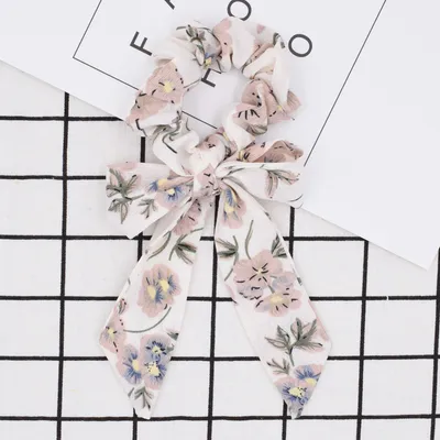 Small floral ponytail long streamer hair band