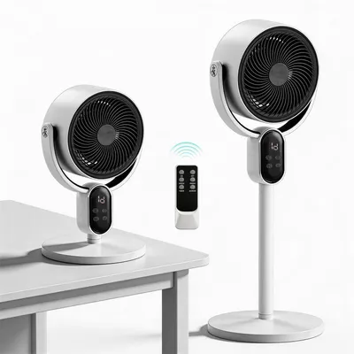 مروحة تهوية، 110 فولت 40 واط، مروحة مكتبية 2 في 1 مع جهاز تحكم عن بعد، شاشة LED، 3 سرعات ومؤقت 12 ساعة، تذبذب أفقي تلقائي، تعديل يدوي رأسي