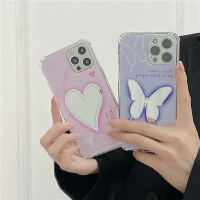Cartoon Mirror Butterfly Heart Phone Case