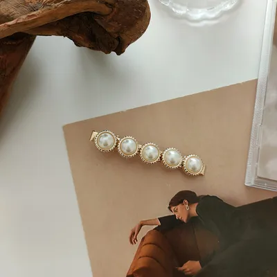 Sweet Pearl Marble Hairpins Styling Side Clips Barrette Hair Accessories