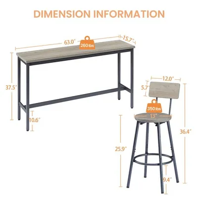 Long Bar Counter Table Set