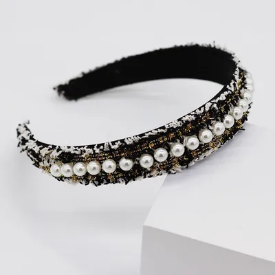 Braided large pearl hair band