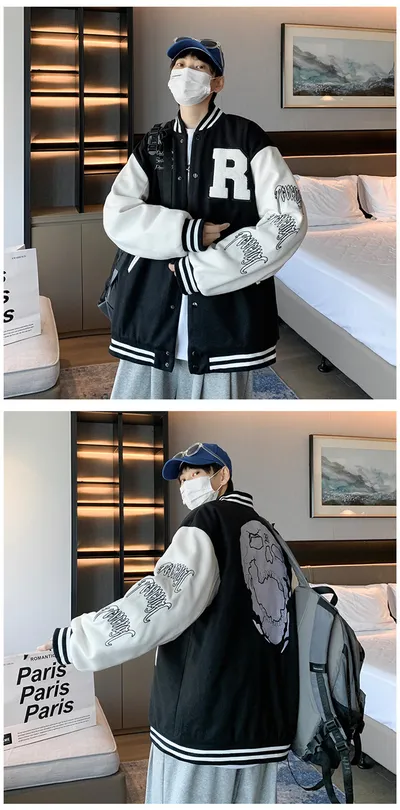 Coat Men's Hong Kong Style Trendy Brand Ins Loose Sports Baseball Uniform Harajuku Style Retro Casual Jacket Top