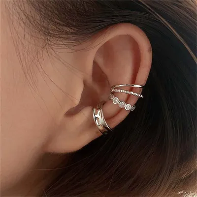 Three-piece Geometric Earrings Female Double-layer Twist Earrings Without Pierced Ears