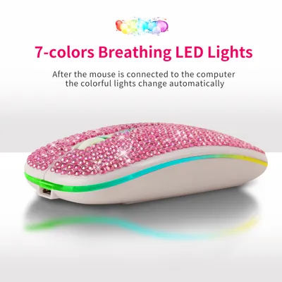 Office Rechargeable Mute Crystal Rhinestone Mouse