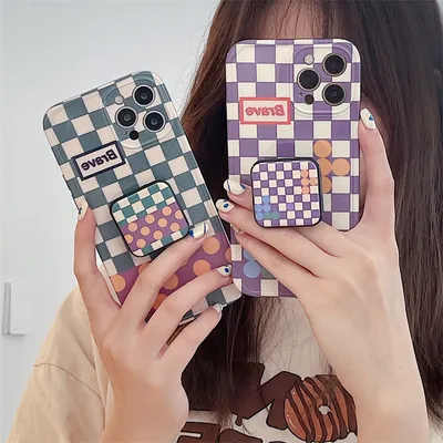 Creative Lattice Mirror Stand Phone Case