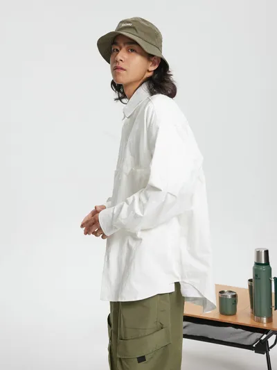 Men's And Women's Fashionable Simple Washed Long-sleeved Shirt Jacket