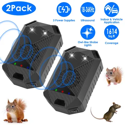 2 Pack Under Hood Ultrasonic Rodent Repeller Rodent Control Deterrent Chaser Blocker For