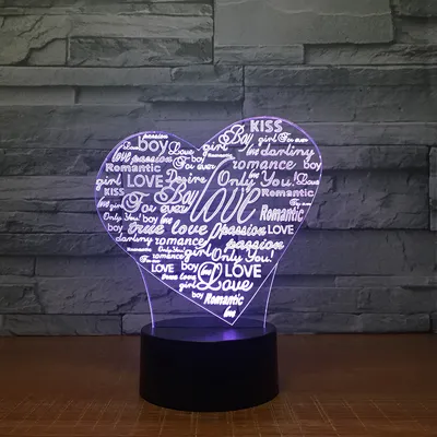 Creative 3D Graffiti Love Smart Remote Control Night Light