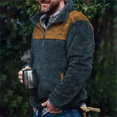 Autumn And Winter Casual Button Pocket Flannel Plush Men's Sweater