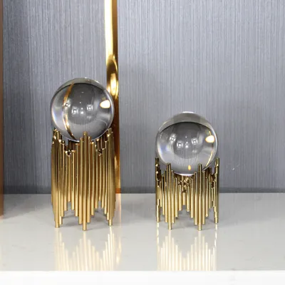 Light Luxury Crystal Ball Decoration Creative Metal Modern Living Room Entrance TV Cabinet Wine Cabinet