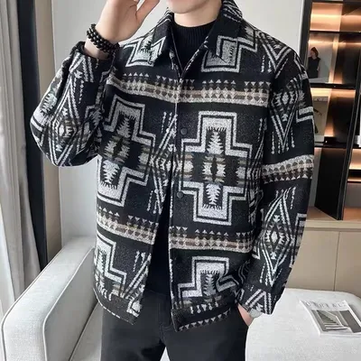 Men's Large Size Casual Retro Woolen Coat