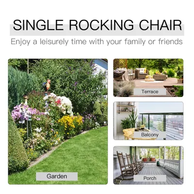 Classic Wooden High-Back Rocker, Carbonized For Garden Serenity & Relaxation, Durable Outdoor Furniture