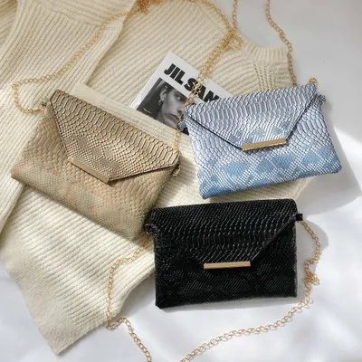 Crossbody snake print envelope bag large capacity temperament pu female bag