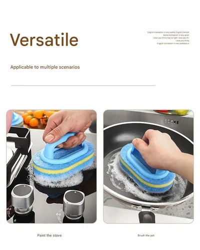 Kitchen Handle-style Pot Brush, Multi-functional Bathroom Tile Cleaning Brush, Double-layer Thickened Bathtub Brush, Sponge For Removing Stains.