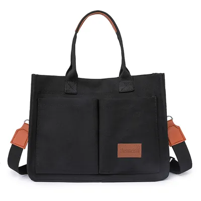 New Canvas Shoulder Bag Women Large Capacity Multi-pocket Handbags Casual Crossbody Shopper Bags