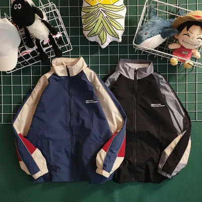 Retro Color Contrast Patchwork Baseball Jacket