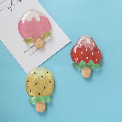 Cartoon Cute Resin Strawberry Jelly Sense Home Decoration Message Sticker