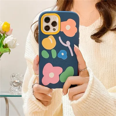 Blue Art Flower Silicone Phone Case