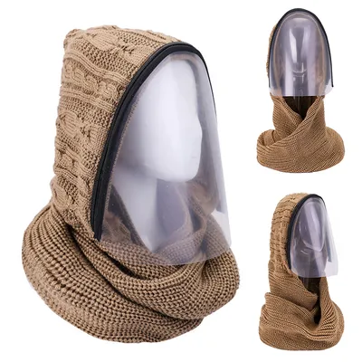 Outdoor Sports Headwear Scarves Transparent Hooded Sdult Hat Winter Scarf Warm Full Face Scarf Cycling Scarves Full Face Mask