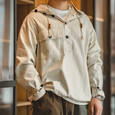 Herringbone Half Cardigan Protective Hoodie
