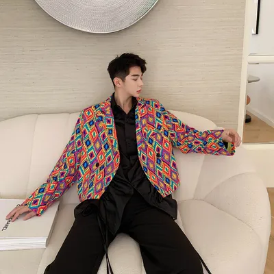 Men's And Women's Fashion Limited Retro Trend Suit Oil Painting Color Ins Coat