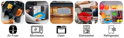 Air Fryer Silicone Pot With Handle Reusable Liner Heat Resistant Basket Rectangle Baking Accessories For Fryer Oven Microwave