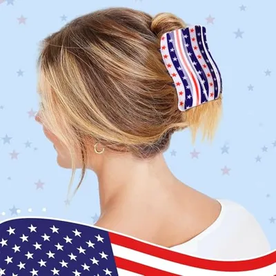 3Pcs American Flag Shaped Claw Clips USA Patriotic 4th Of July Design Hair Accessories Red White