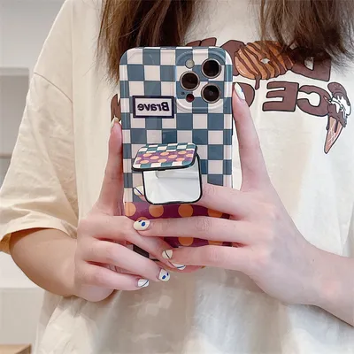 Creative Lattice Mirror Stand Phone Case