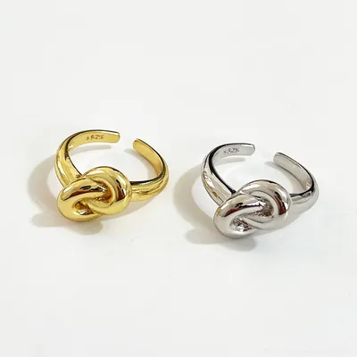 Women's 925 Sterling Silver Knotted Geometric Ring