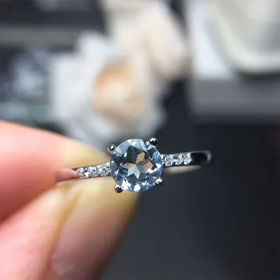 Women's natural aquamarine ring